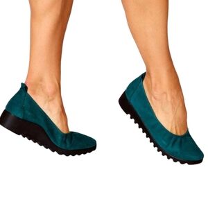 Aetrex Brianna Leather Ballet Flats Size EU 42 Green Comfort Slip-on Shoes